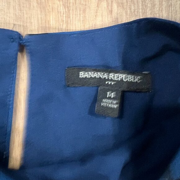 Banana Republic Blue and White Floral Sleeveless Dress Size 14 - Picture 5 of 6